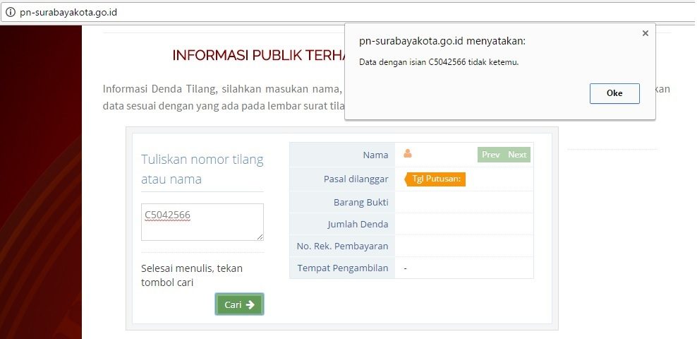 website tilang pengadilan negeri surabaya