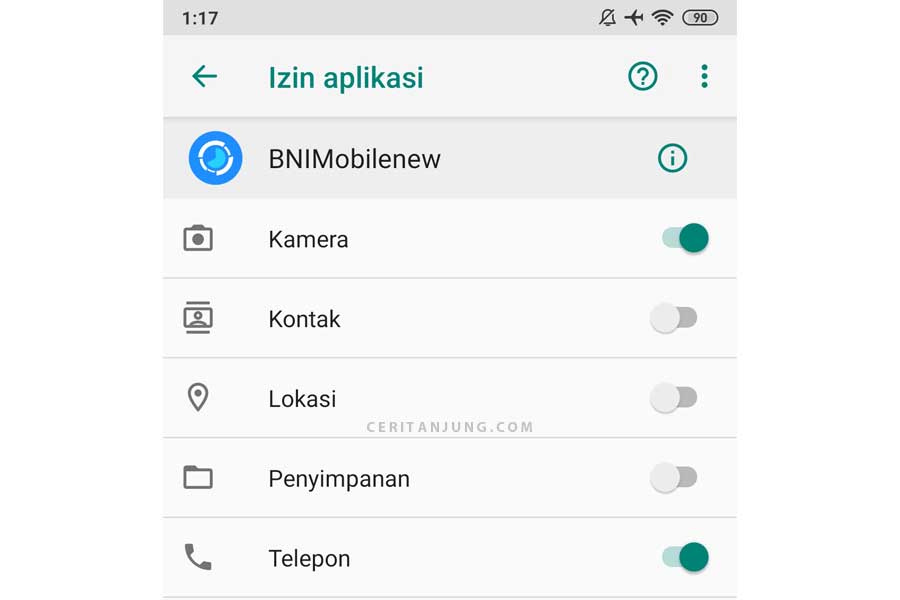perizinan aplikasi mobile banking bni